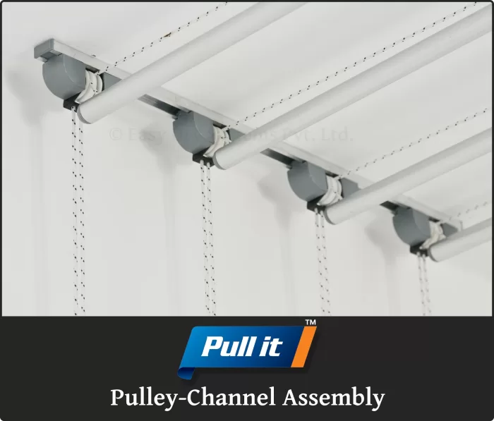 Close-up of Easy Dry pull it system's mechanism